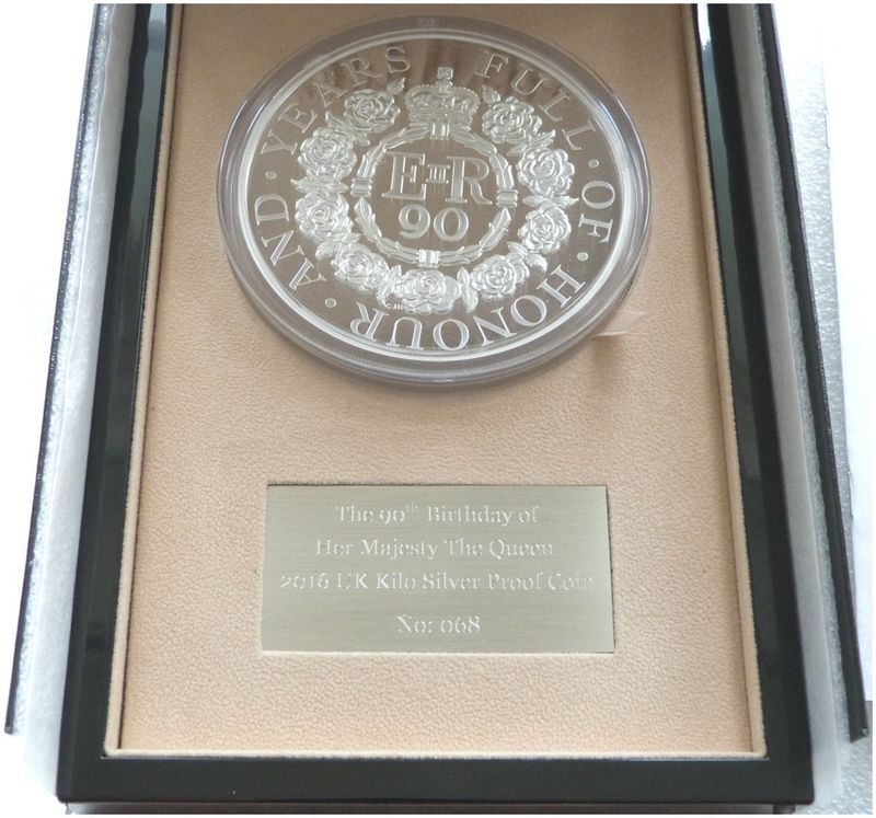 2016 Queens 90th Birthday £500 Silver Proof Kilo Coin Box Coa - Mintage 247