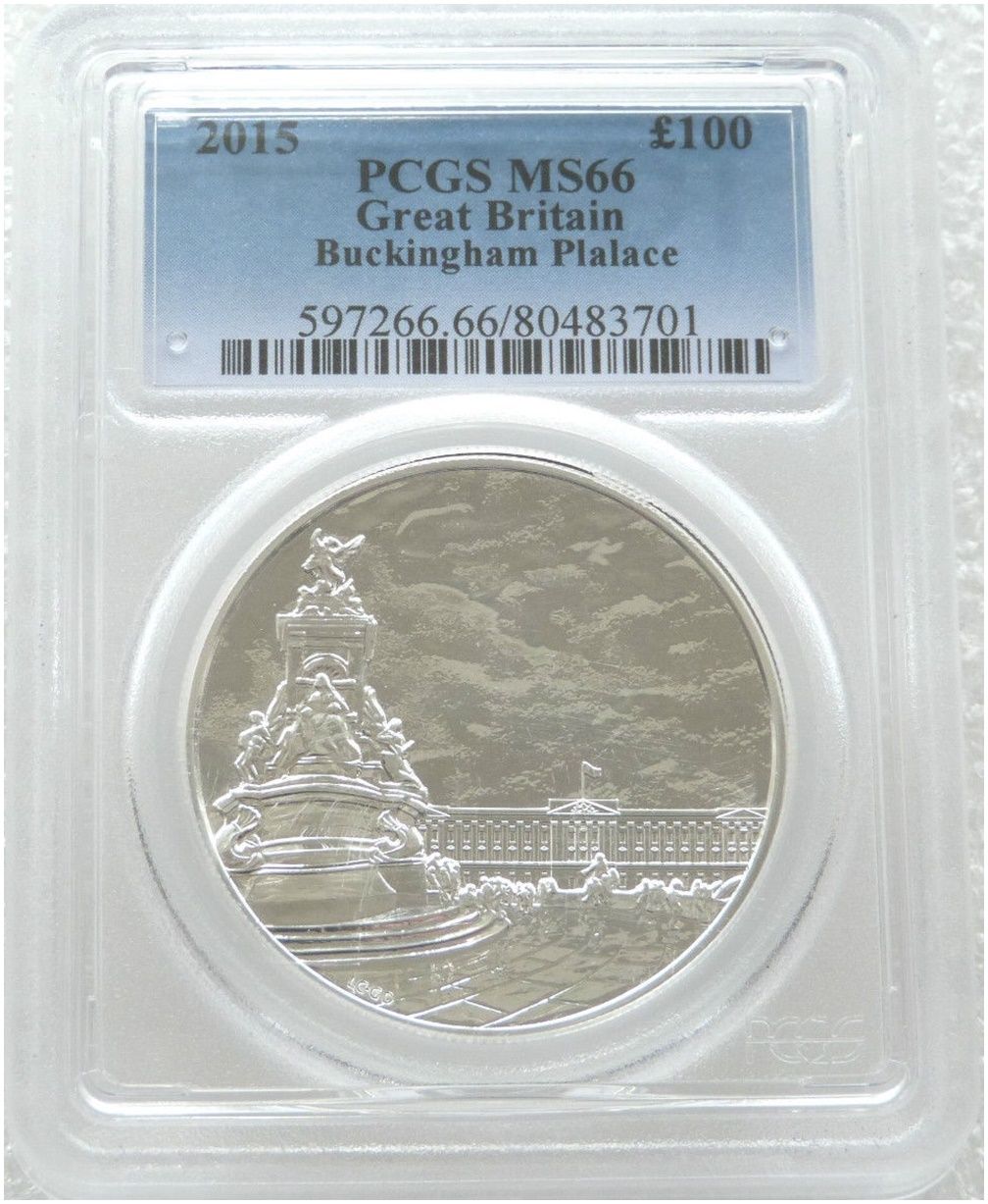 2015 British Buckingham Palace £100 Silver 2oz Coin PCGS MS66