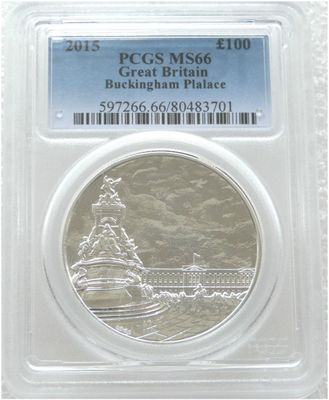 2015 British Buckingham Palace £100 Silver 2oz Coin PCGS MS66