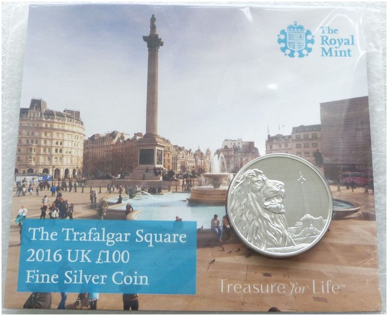 2016 British Trafalgar Square £100 Silver 2oz Coin Mint Pack