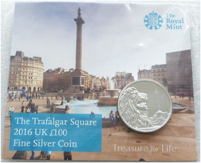 2016 British Trafalgar Square £100 Silver 2oz Coin Mint Pack