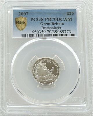 2007 Britannia £25 Platinum Proof 1/4oz Coin PCGS PR70 DCAM