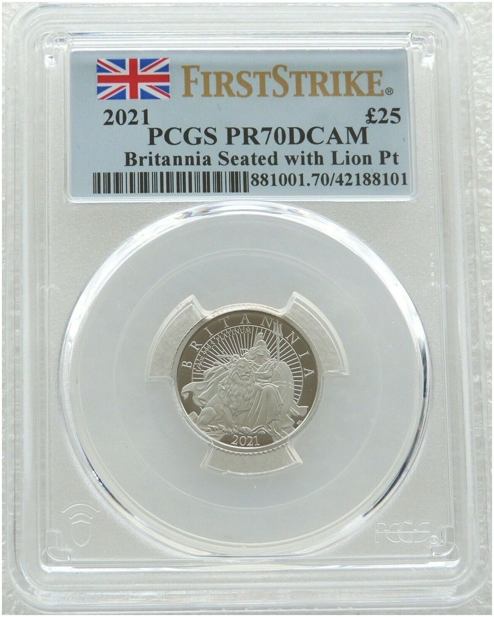 2021 Britannia £25 Platinum Proof 1/4oz Coin PCGS PR70 DCAM First Strike - Mintage 149