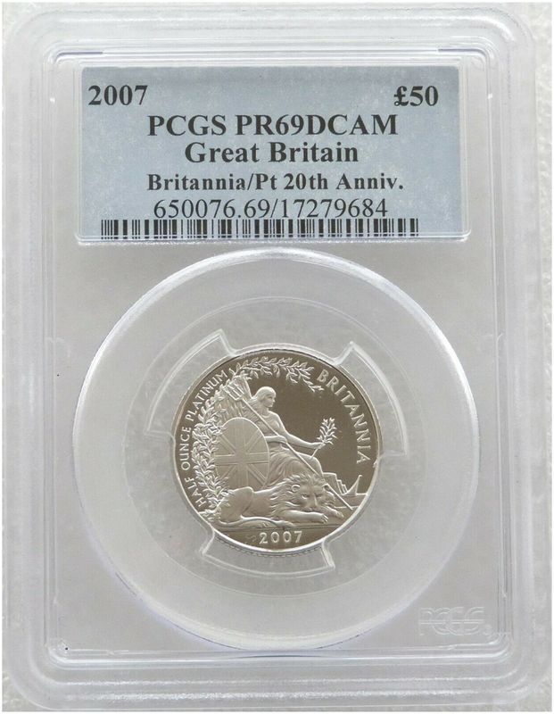 2007 Britannia £50 Platinum Proof 1/2oz Coin PCGS PR69 DCAM