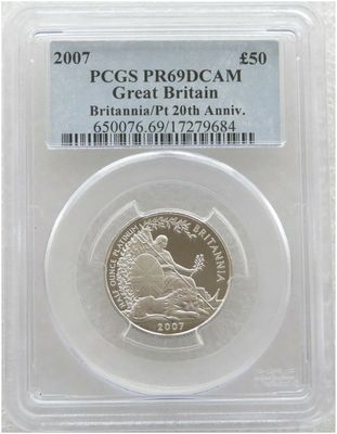 2007 Britannia £50 Platinum Proof 1/2oz Coin PCGS PR69 DCAM