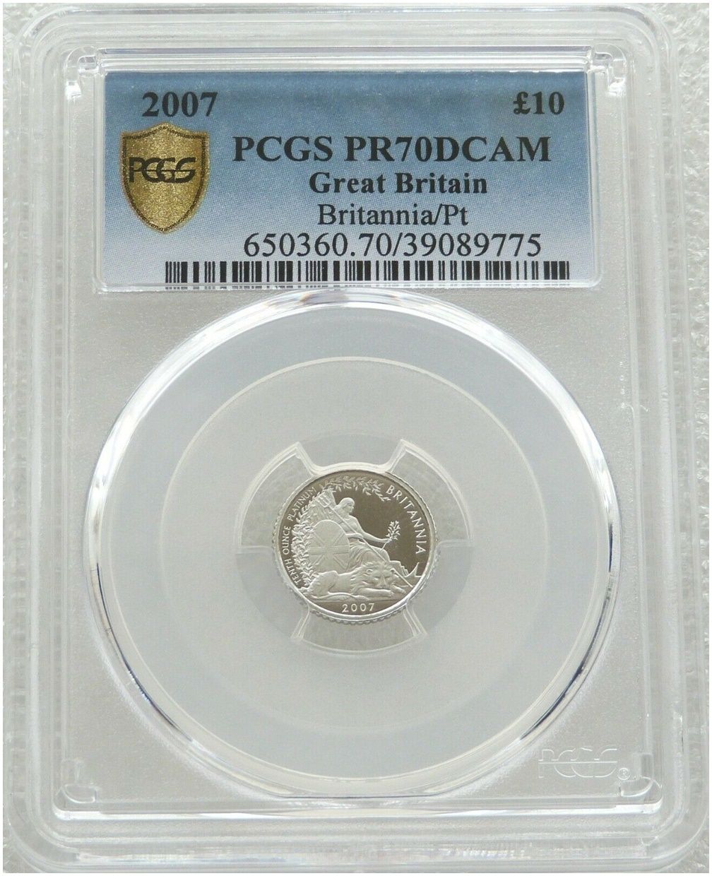 2007 Britannia £10 Platinum Proof 1/10oz Coin PCGS PR70 DCAM