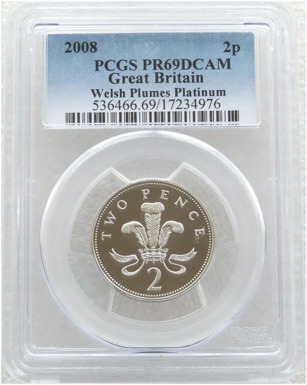 2008 Prince of Wales 2p Platinum Proof Coin PCGS PR69 DCAM