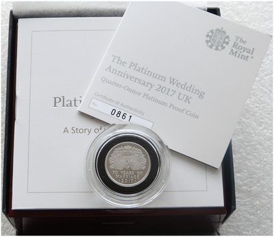 2017 Platinum Wedding £25 Platinum Proof 1/4oz Coin Box Coa