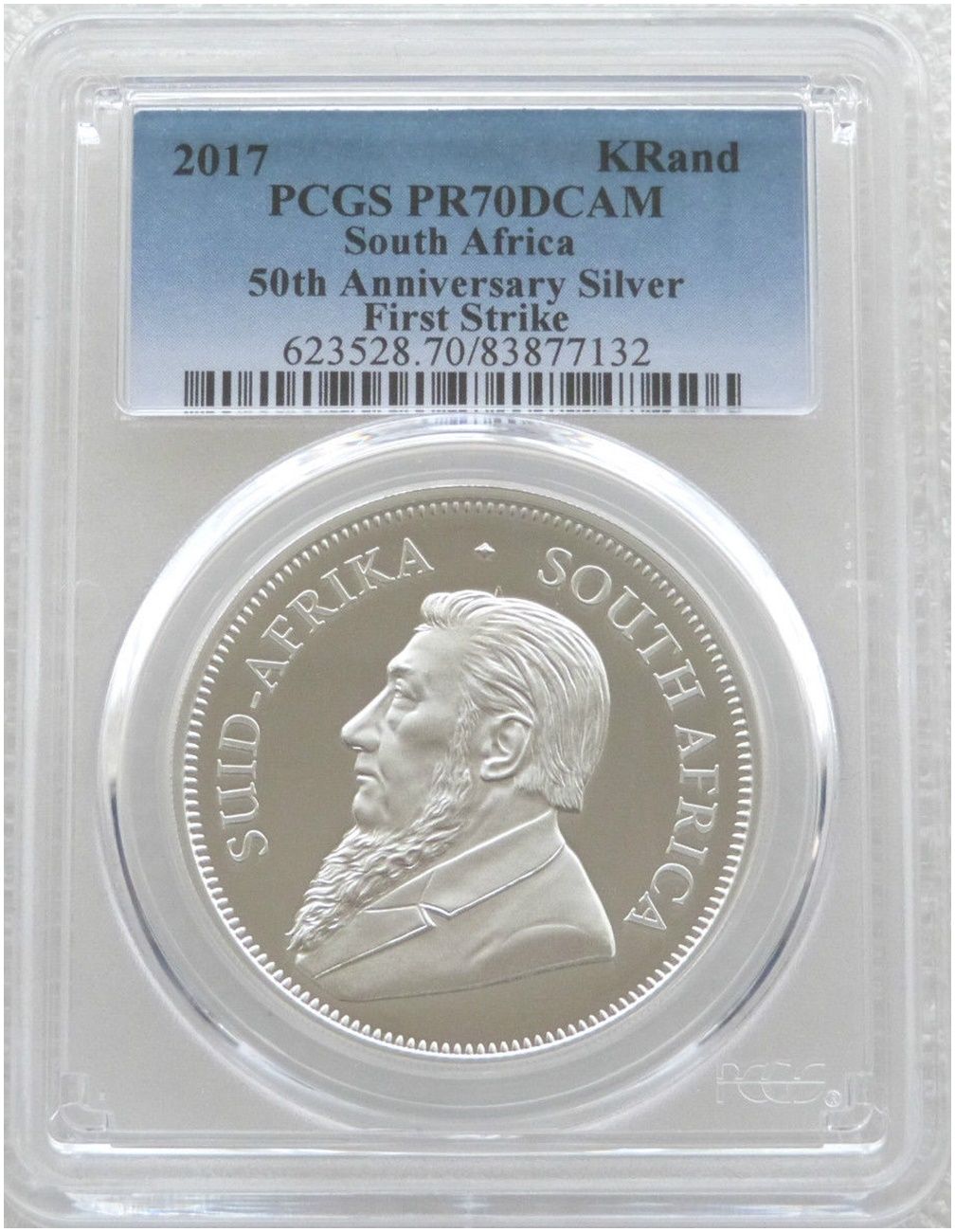 2017 South Africa 50th Anniversary Privy Mark Krugerrand Silver Proof 1oz Coin PCGS PR70 DCAM First Strike