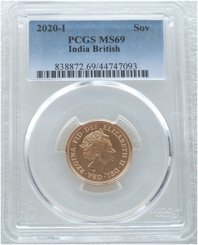 2020-I India Mint Mark Full Sovereign Gold Coin PCGS MS69