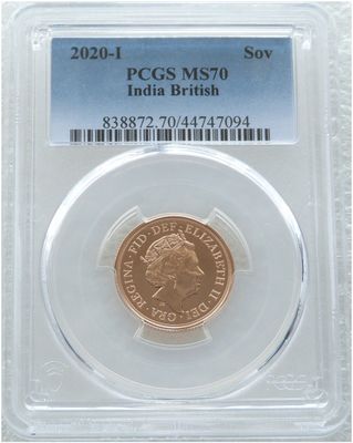 2020-I India Mint Mark Full Sovereign Gold Coin PCGS MS70