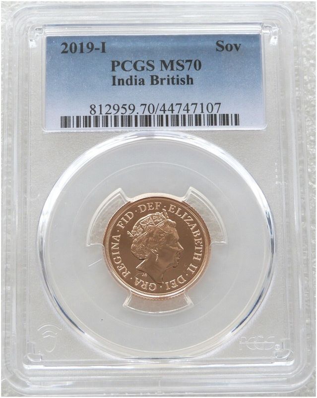 2019-I India Mint Mark Full Sovereign Gold Coin PCGS MS70