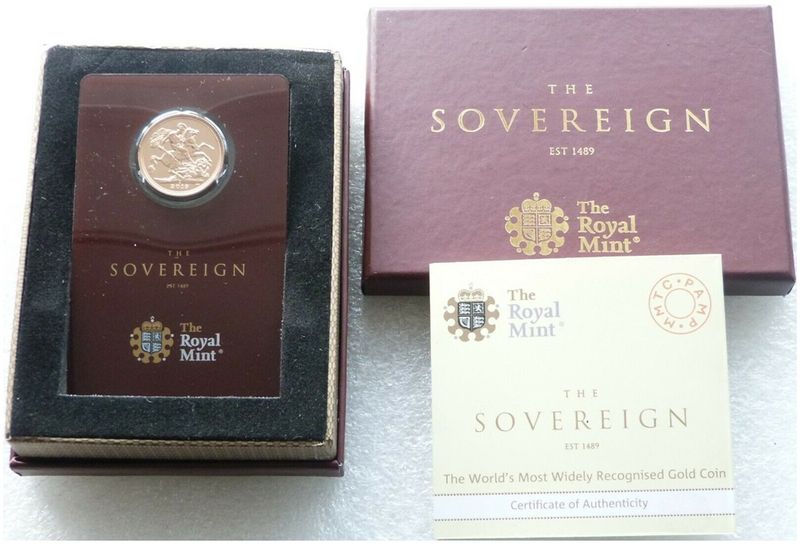 2019-I India Mint Mark Full Sovereign Gold Coin Mint Card Box Coa