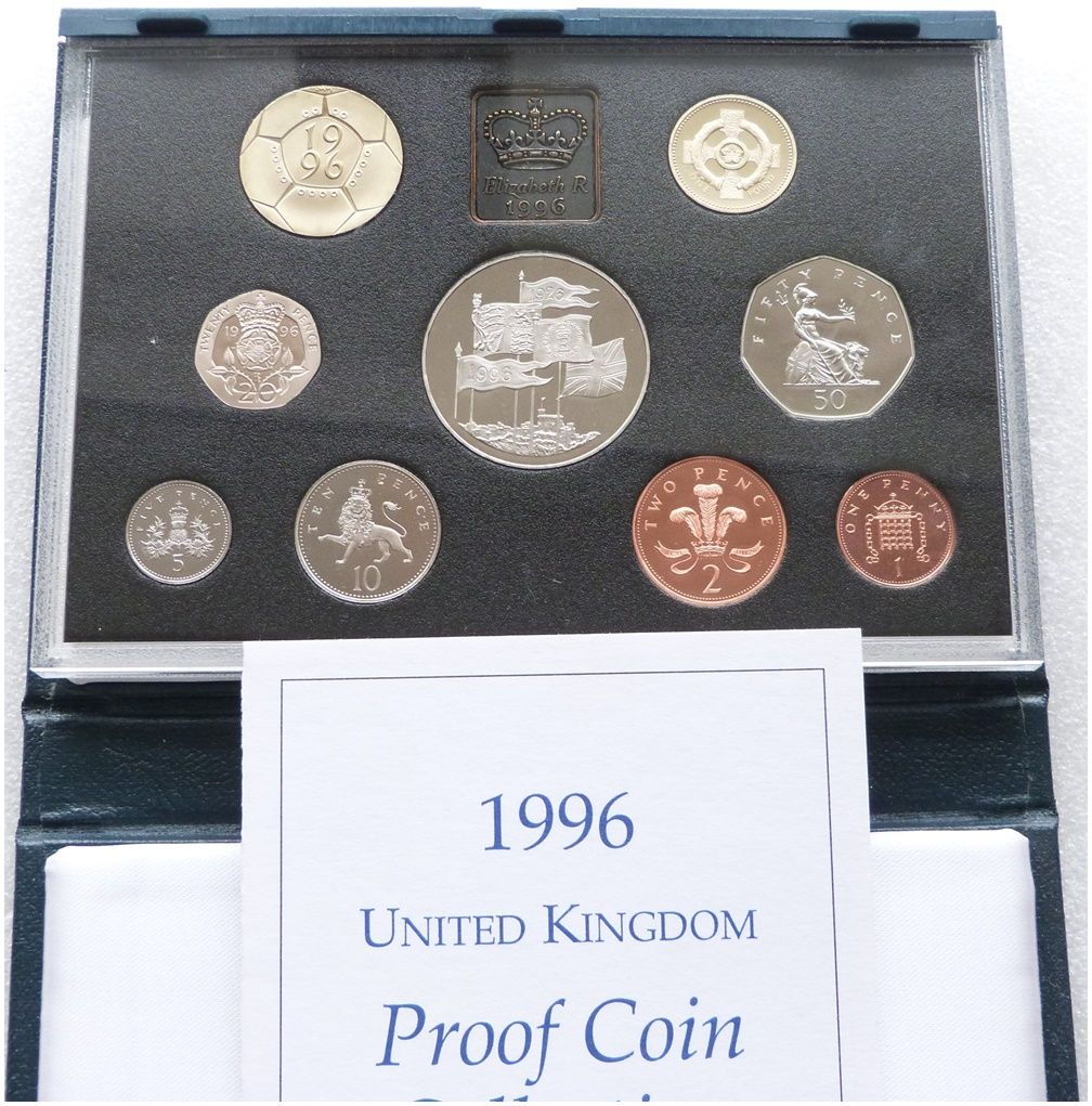 1996 Royal Mint Standard Proof 9 Coin Set Blue Case Coa
