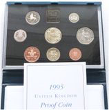 1995 Royal Mint Standard Proof 8 Coin Set Blue Case Coa