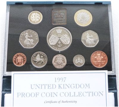 1997 Royal Mint Standard Proof 10 Coin Set Blue Case Coa