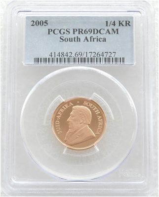 2005 South Africa Quarter Krugerrand Gold Proof 1/4oz Coin PCGS PR69 DCAM