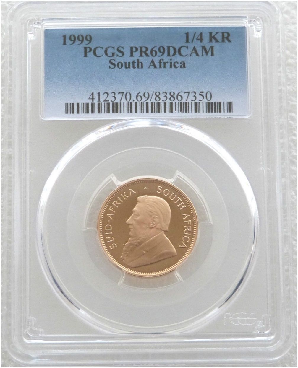 1999 South Africa Quarter Krugerrand Gold Proof 1/4oz Coin PCGS PR69 DCAM