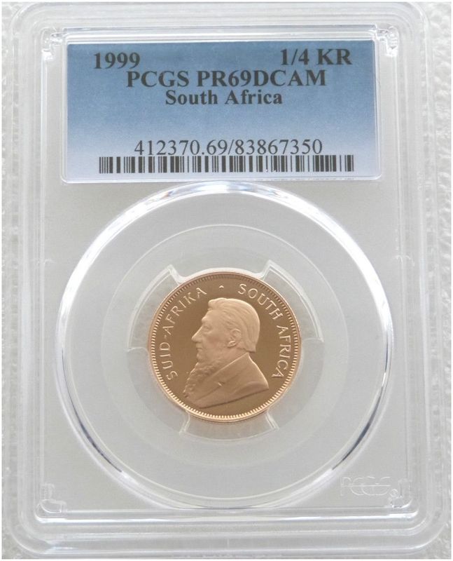1999 South Africa Quarter Krugerrand Gold Proof 1/4oz Coin PCGS PR69 DCAM