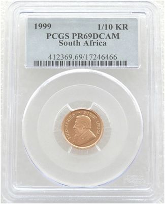 1999 South Africa Tenth Krugerrand Gold Proof 1/10oz Coin PCGS PR69 DCAM