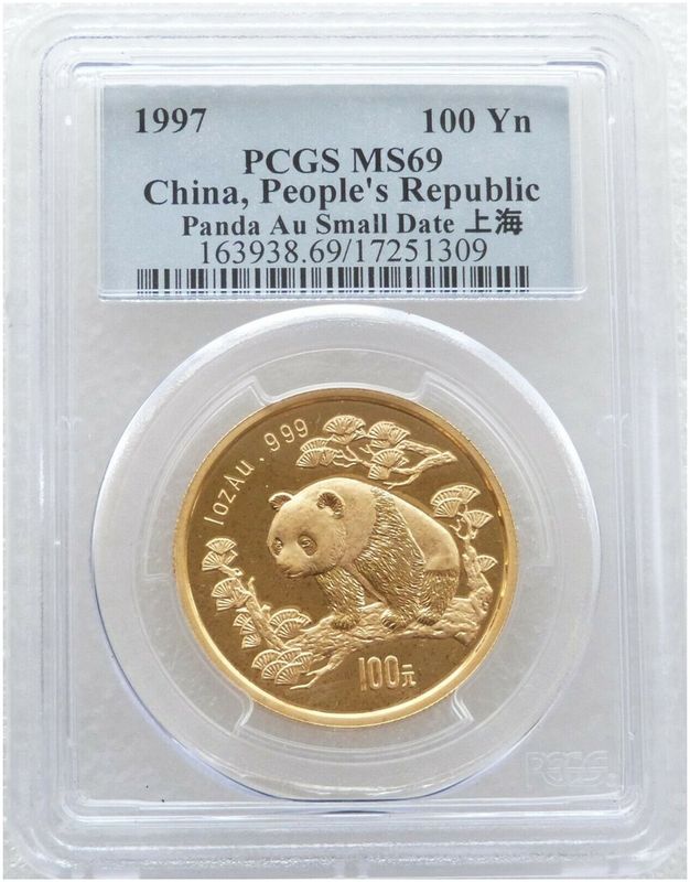 1997-SD China Small Date Panda 100 Yuan Gold 1oz Coin PCGS MS69 1997-SD China Small Date Panda 100 Yuan Gold 1oz Coin PCGS MS69
