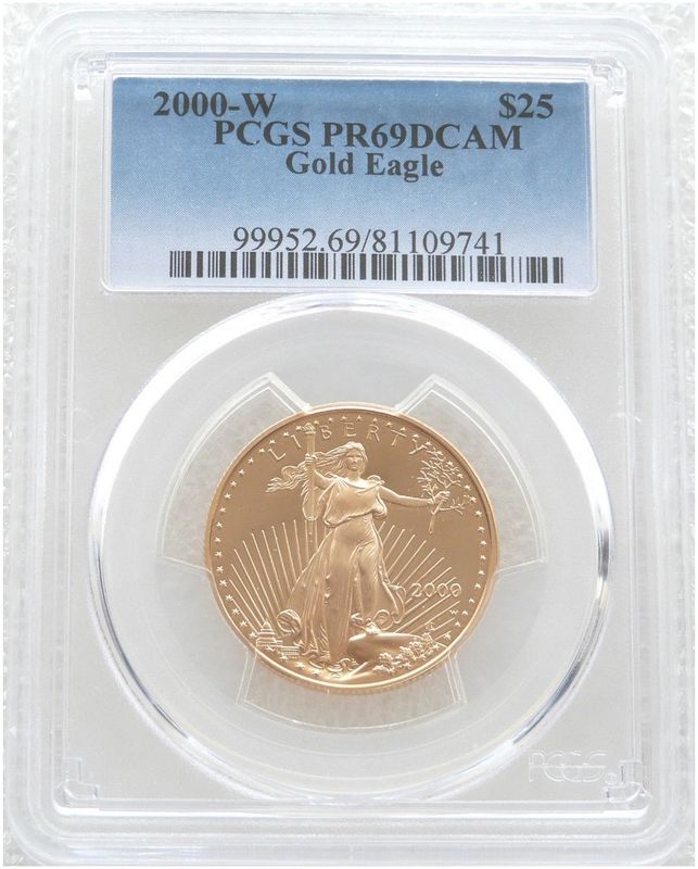 2000-W American Eagle $25 Gold Proof 1/2oz Coin PCGS PR69 DCAM