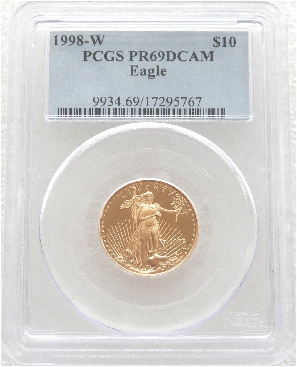 1998-W American Eagle $10 Gold Proof 1/4oz Coin PCGS PR69 DCAM