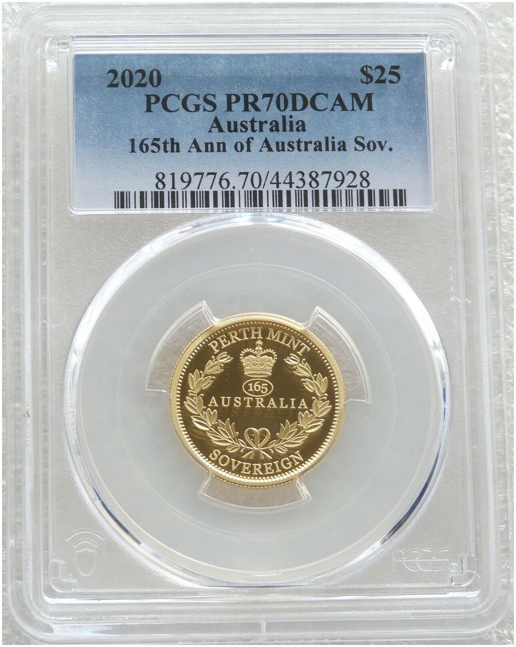 2020 Australia Perth Mint $25 Gold Proof Sovereign Coin PCGS PR70 DCAM