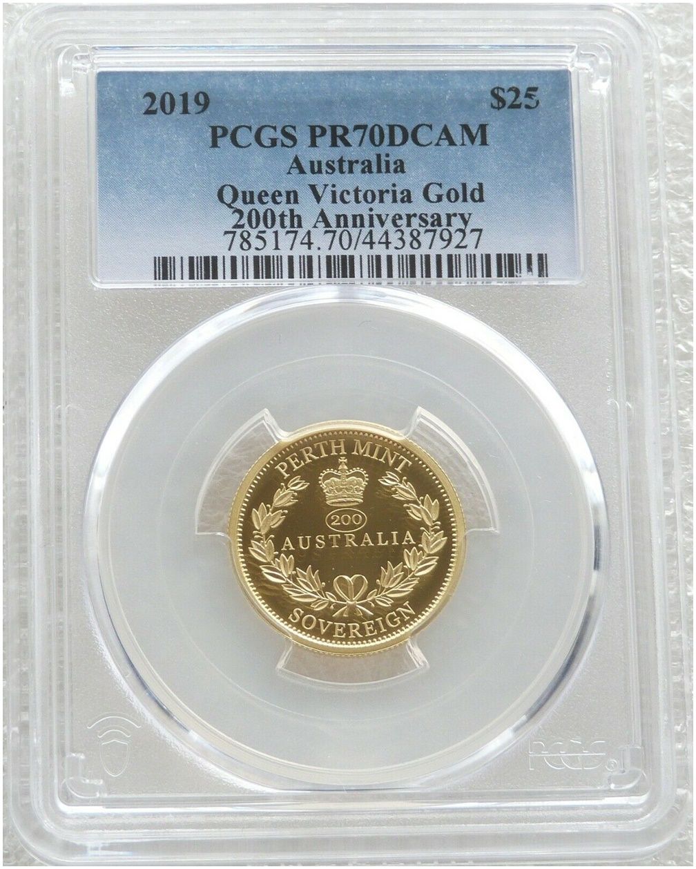 2019 Australia Perth Mint $25 Gold Proof Sovereign Coin PCGS PR70 DCAM