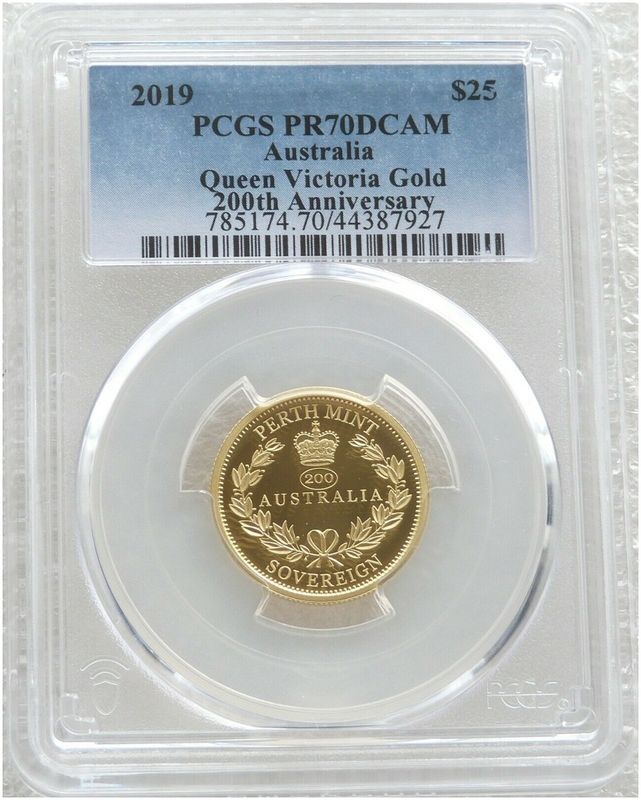 2019 Australia Perth Mint $25 Gold Proof Sovereign Coin PCGS PR70 DCAM