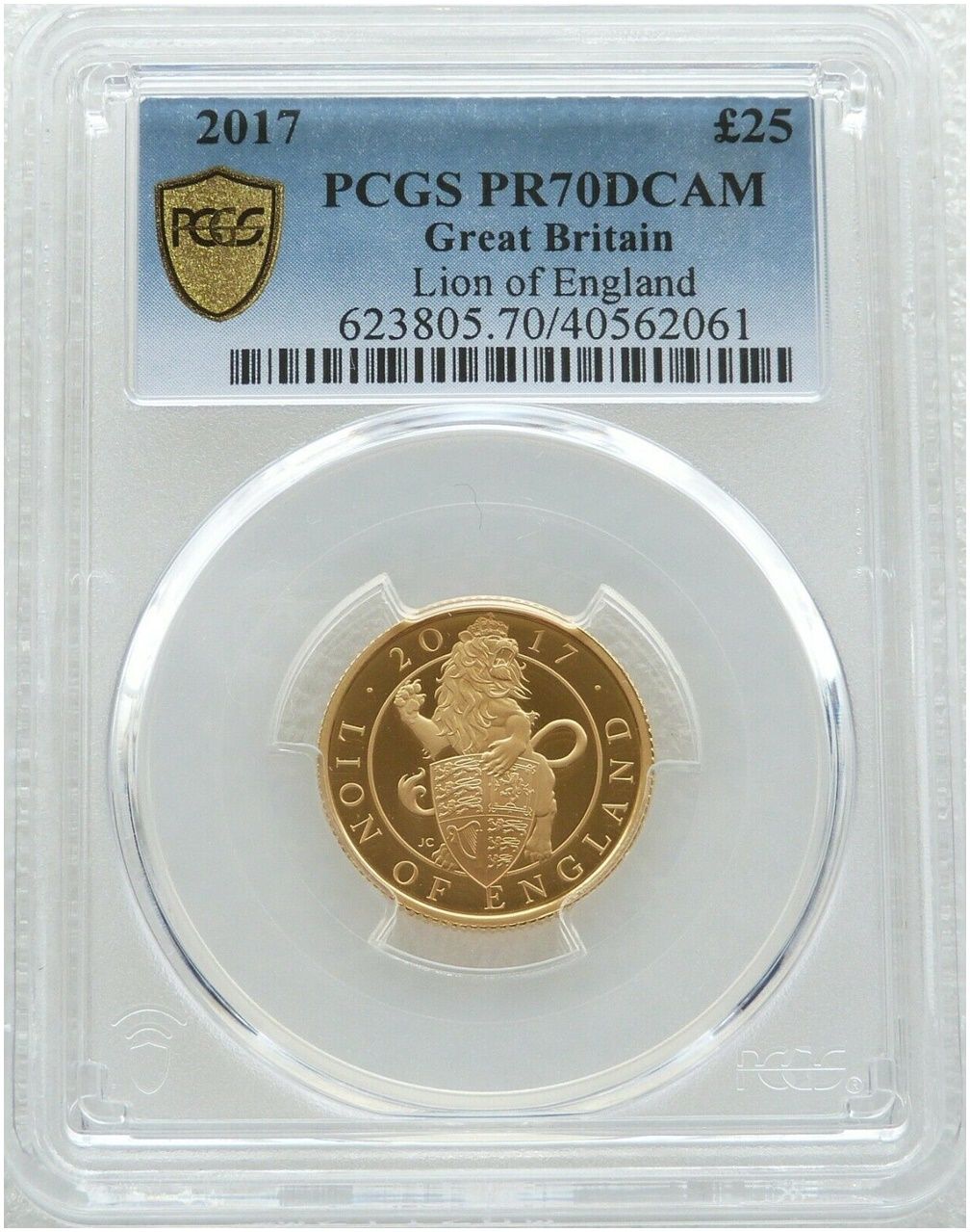 2017 Queens Beasts Lion of England £25 Gold Proof 1/4oz Coin PCGS PR70 DCAM