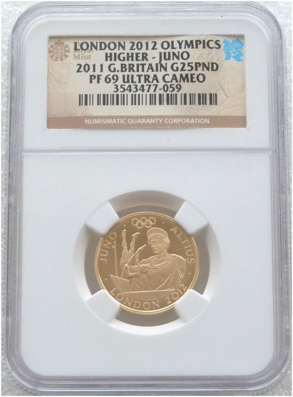 2011 London Olympic Games Higher Juno £25 Gold Proof 1/4oz Coin NGC PF69 UC