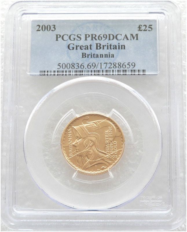 2003 Britannia £25 Gold Proof 1/4oz Coin PCGS PR69 DCAM