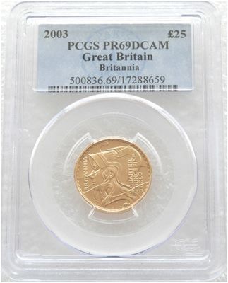 2003 Britannia £25 Gold Proof 1/4oz Coin PCGS PR69 DCAM