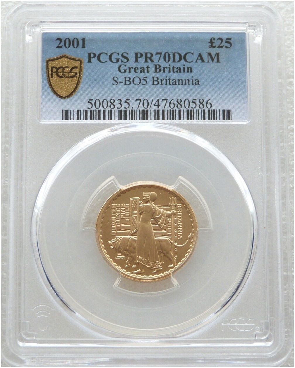 2001 Britannia £25 Gold Proof 1/4oz Coin PCGS PR70 DCAM