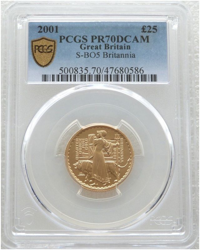 2001 Britannia £25 Gold Proof 1/4oz Coin PCGS PR70 DCAM