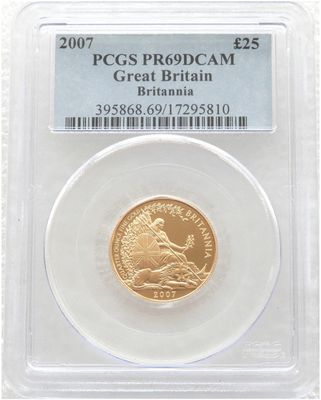 2007 Britannia £25 Gold Proof 1/4oz Coin PCGS PR69 DCAM