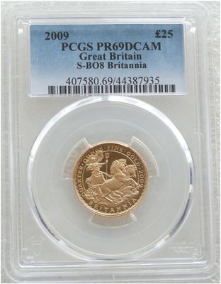 2009 Britannia £25 Gold Proof 1/4oz Coin PCGS PR69 DCAM