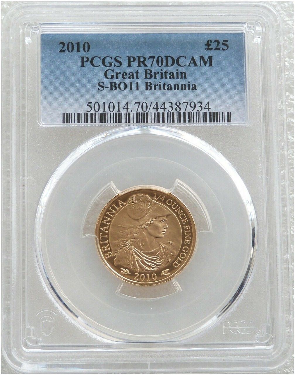 2010 Britannia £25 Gold Proof 1/4oz Coin PCGS PR70 DCAM