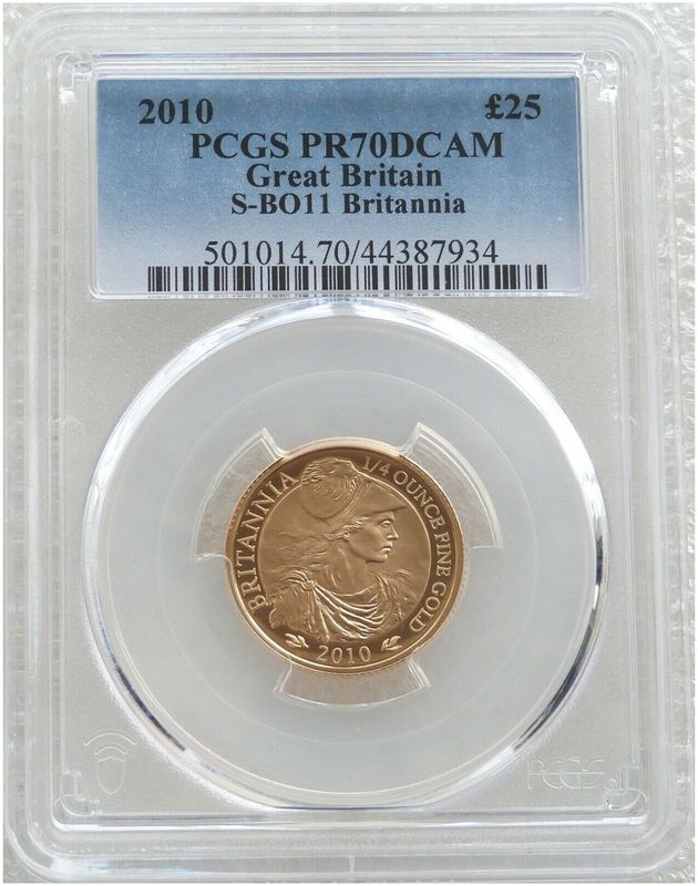 2010 Britannia £25 Gold Proof 1/4oz Coin PCGS PR70 DCAM