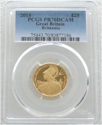 2015 Britannia £25 Gold Proof 1/4oz Coin PCGS PR70 DCAM - Mintage 509