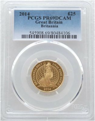 2014 Britannia £25 Gold Proof 1/4oz Coin PCGS PR69 DCAM - Mintage 613