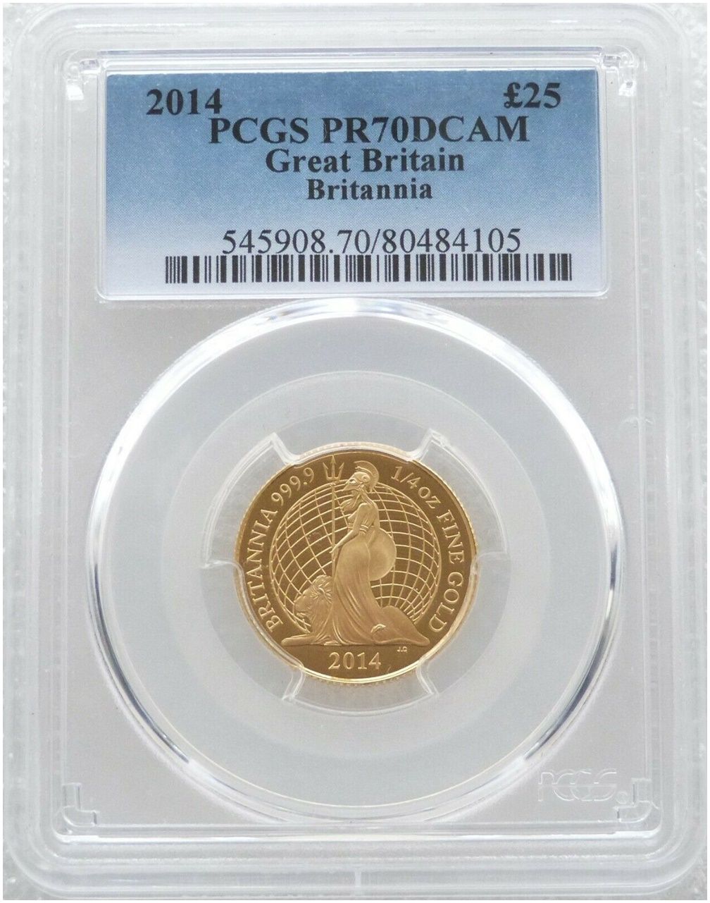 2014 Britannia £25 Gold Proof 1/4oz Coin PCGS PR70 DCAM - Mintage 613