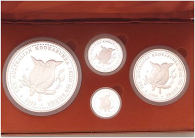 2000 Australia Kookaburra Silver Proof 4 Coin Set Box Coa - $30 Kilo down to 1oz