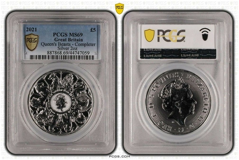 2021 Queens Beasts Completer £5 Silver 2oz Coin PCGS MS69