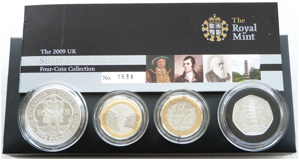 2009 United Kingdom Piedfort Silver Proof 4 Coin Set Box Coa - Incl Kew Gardens 50p