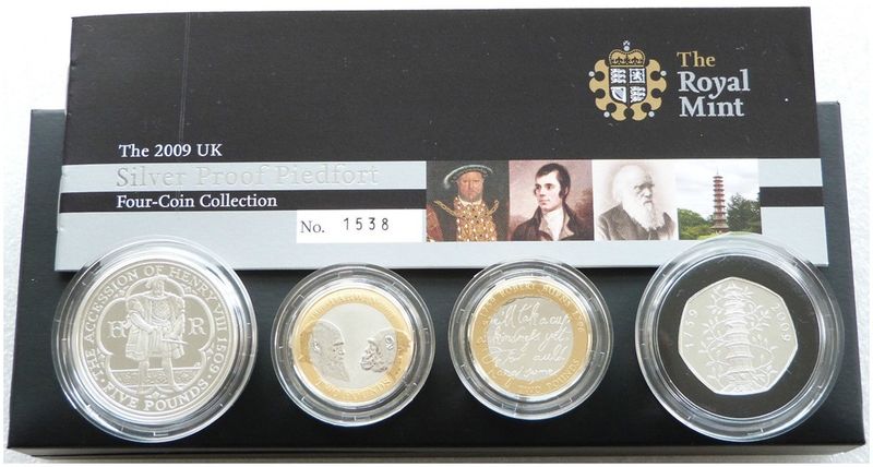 2009 United Kingdom Piedfort Silver Proof 4 Coin Set Box Coa - Incl Kew Gardens 50p