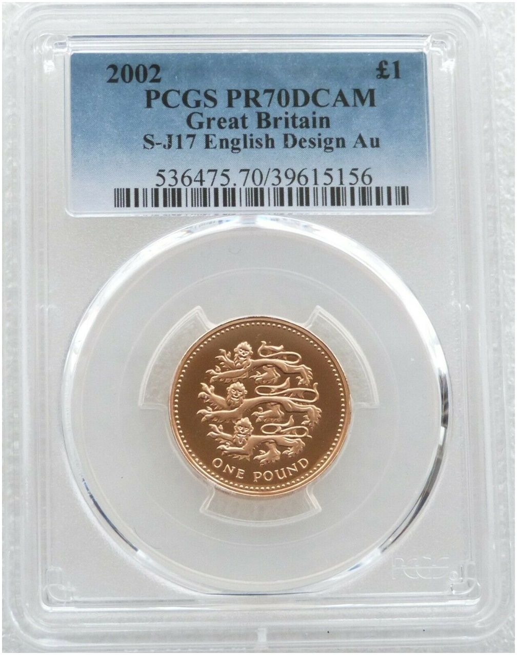 2002 Golden Jubilee Three Lions of England £1 Gold Proof Coin PCGS PR70 DCAM