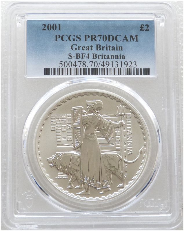 2001 Britannia £2 Silver Proof 1oz Coin PCGS PR70 DCAM