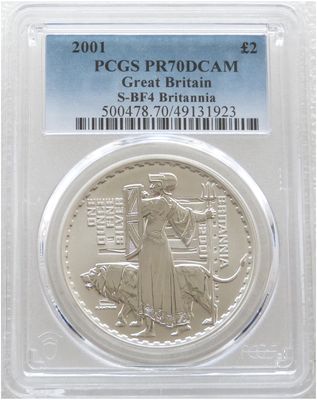 2001 Britannia £2 Silver Proof 1oz Coin PCGS PR70 DCAM